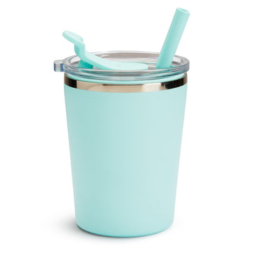 Munchkin Steel My Heart 2-In-1 Toddler Sippy Cup Tumbler With Spill Proof Simple Clean Straw And Open Sipper Lid, 8 Ounce, Stain