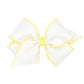 Wee Ones Girls' Classic Grosgrain Moonstitch Hair Bow On A Weestay No-Slip Hair Clip, Small, White W/Light Yellow