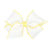 Wee Ones Girls' Classic Grosgrain Moonstitch Hair Bow On A Weestay No-Slip Hair Clip, Small, White W/Light Yellow
