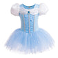 DYMCII Baby Girls Cinderella Princess Ballet Dress Leotards Skirted Tutu Kids Halloween Xmas Party Fancy Costume Blue 4-5T