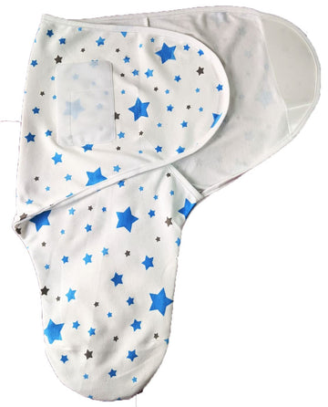 MammaChamp 100% Cotton Swaddle Wrapper Sleeping Sack Bag Wrap for Newborn Baby 06 Months Adjustable/readymade1 00% Cotton (Blu