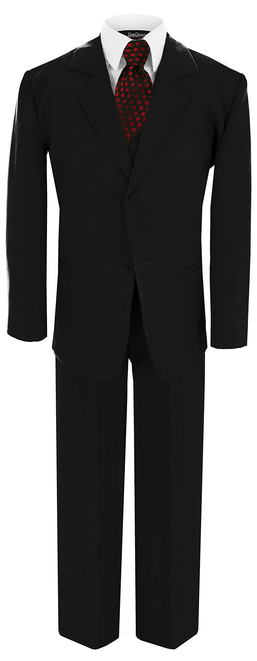 Us Fairytailes G188 Black/Red Formal Boys Kids Dress Suit From Baby To Teen (Large/12-18 Months, Black/Red)