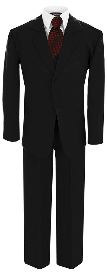 Us Fairytailes G188 Black/Red Formal Boys Kids Dress Suit From Baby To Teen (Large/12-18 Months, Black/Red)