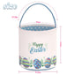 Lessmo 2 Pcs Easter Bunny Basket Easter Egg Buckets Gifts Tote Bags, Canvas Cotton Blue Purple Cute Personalized Egg Hunt Basket