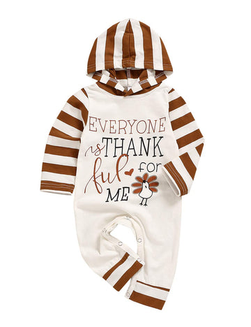 Tuemos Thanksgiving Baby Boy Outfit Everyone Thankful For Me Romper Stripe Hoodie Jumpsuit Newborn Thanksgiving Outfit Boy