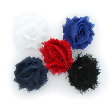 My Lello 1.75 Small Shabby Flower Baby Hair Clippie Variety 5-Pack - White/Royal Blue/Red/Navy/Black