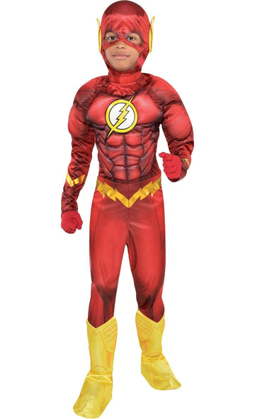 Costumes Usa The Flash Muscle Halloween Costume For Boys, Dc Comics: The New 52, Medium (8-10), Includes Jumpsuit, Mask