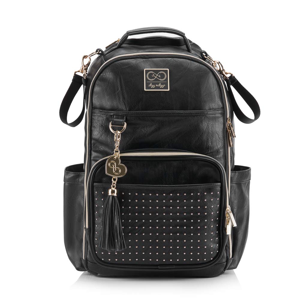 Itzy Ritzy Chelsea + Cole Diaper Bag Backpack - Studded Boss Backpack Diaper Bag Includes 19 Pockets, Changing Pad, Stroller Cli