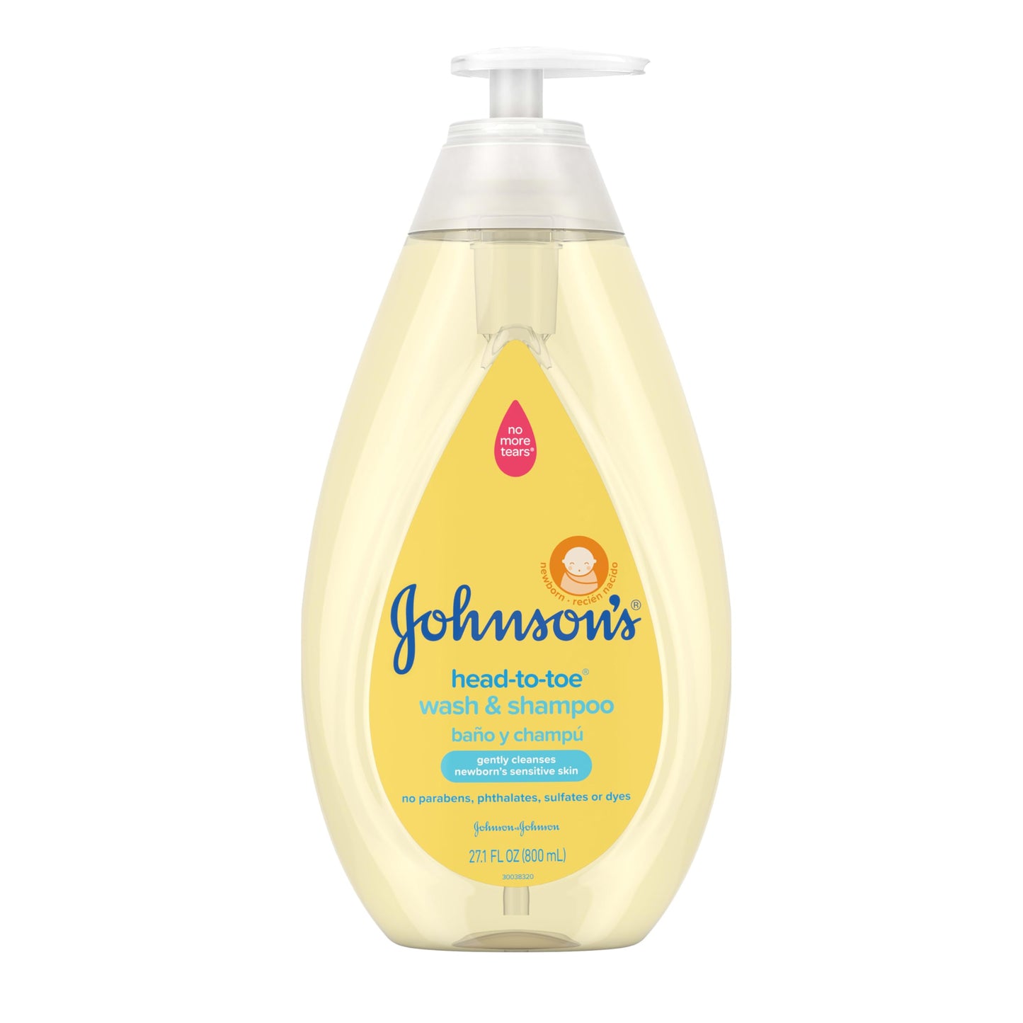Johnsons HeadtoToe Gentle TearFree Baby & Newborn Wash & Shampoo, Sulfate, Paraben Phthalate & DyeFree, Hypoallergenic W