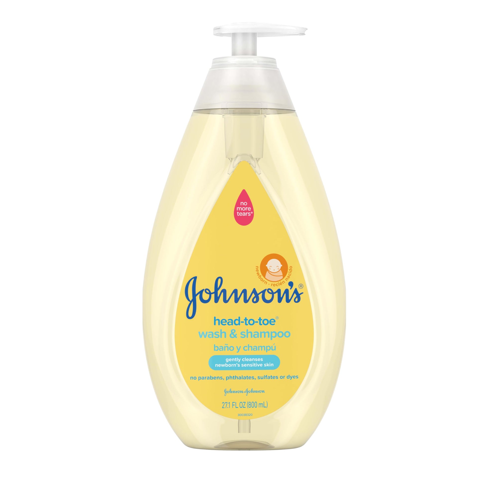 Johnsons HeadtoToe Gentle TearFree Baby & Newborn Wash & Shampoo, Sulfate, Paraben Phthalate & DyeFree, Hypoallergenic W