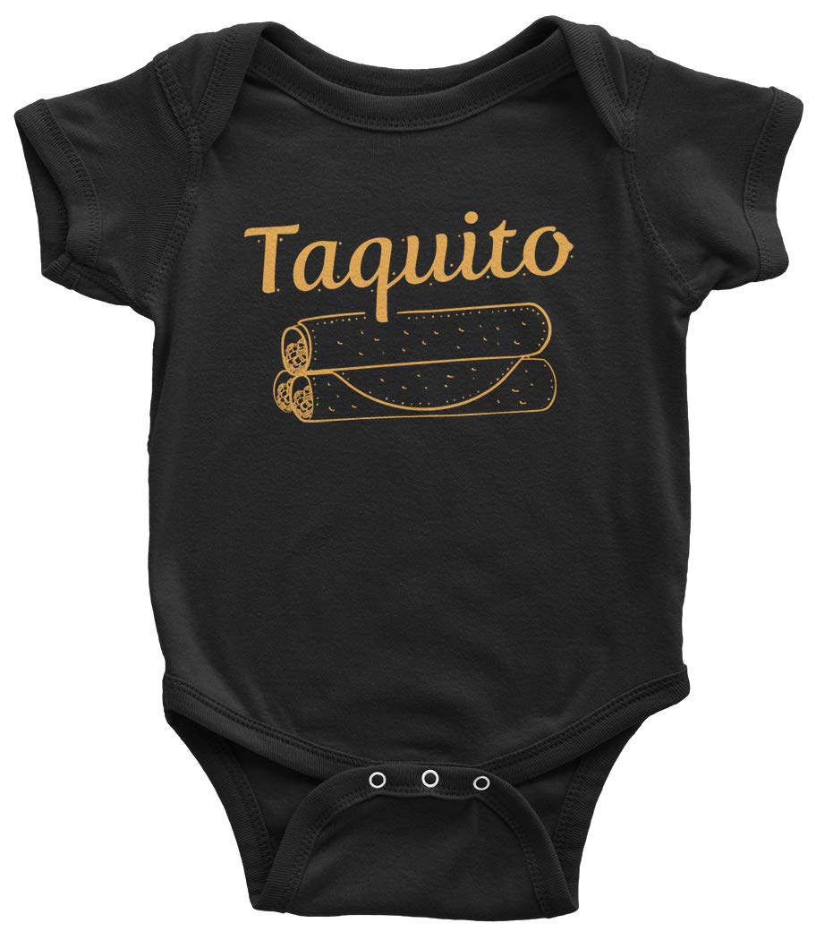 Threadrock Taquito | Baby Son Or Daughter Infant Bodysuit | 6 Months, Black