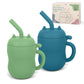MCGMITT Silicone Baby Sippy Cup, 2 Pack Leak Proof Straw Cup for 6 12 18 Months, 5oz BPA Free Non Toxic Toddlers Training Cup wi