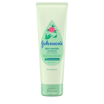 Johnson'S Skin Nourish Creamy Oil, Aloe Scent & Vitamin E, Creamy Oil Helps Prevent Dryness & Moisturizes Baby'S Delicate Skin F