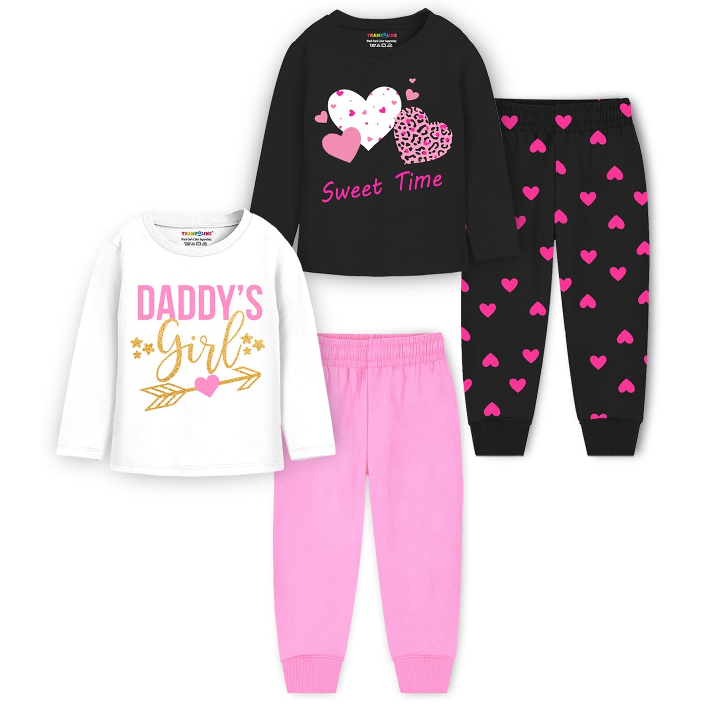 Trampoline Girls Pack of 2 Printed Night Suits of TShirt & Pajama(TRMNSS119_2) Multicolour