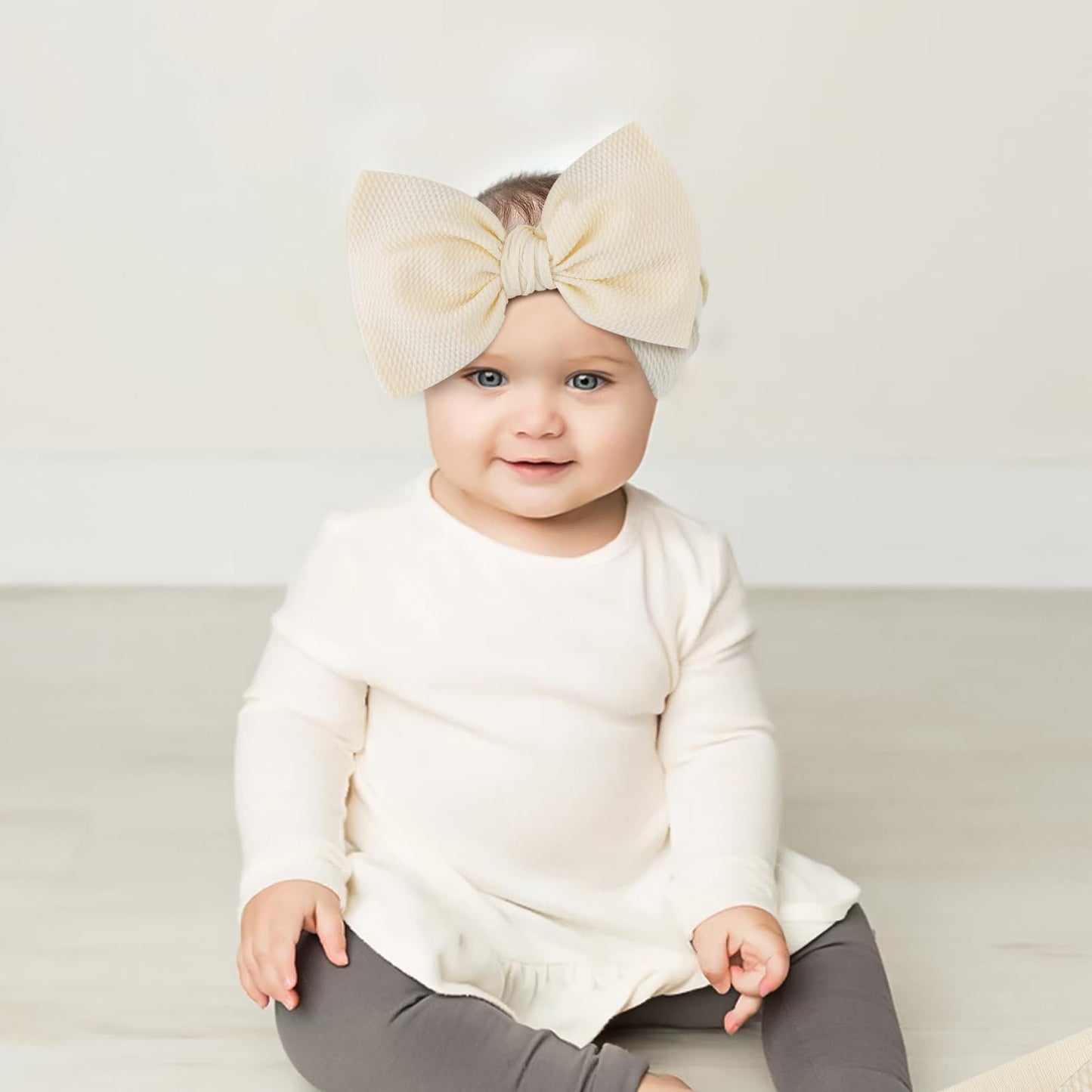 Yanjie Big Bows Baby Girls Headbands Soft Stretchy Newborn Bows Infant Baby Hair Bows Toddler Headwrap Hair Accessories Khaki Be