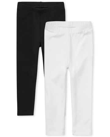 The Children'S Place Baby Girls And Toddler Girls Leggings,Black/White 2 Pack,18-24Month