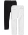 The Children'S Place Baby Girls And Toddler Girls Leggings,Black/White 2 Pack,3T