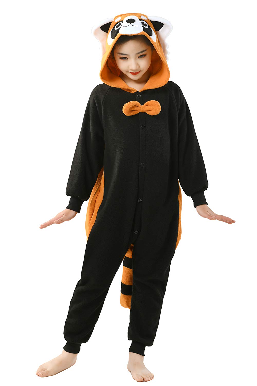 CANASOUR Red Panda Onesie Kids Halloween Cosplay Costume Girls One Piece Pjs Anime Unisex Hoodie Pajamas For 6-8 Years Boys Part