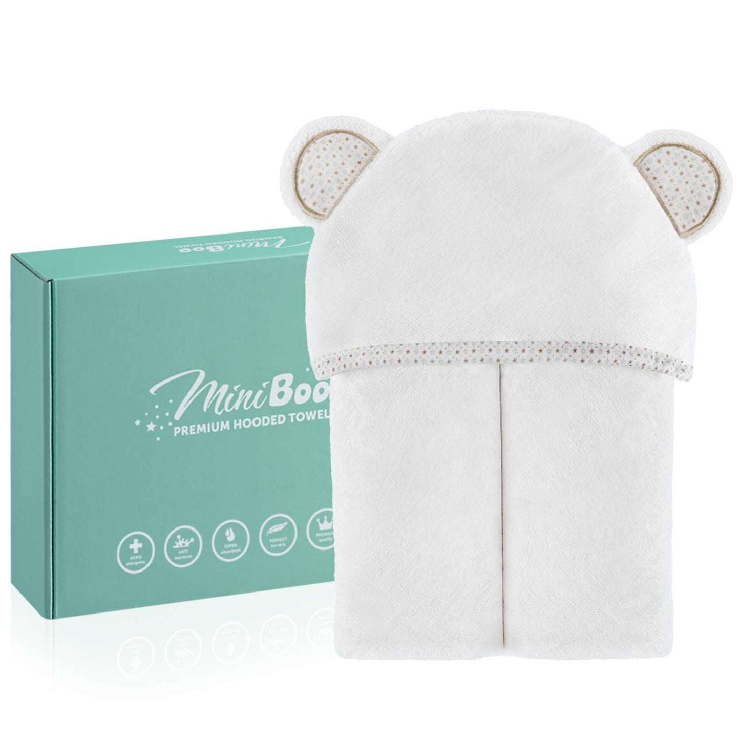 Miniboo Hooded Baby Towel - Ultra-Soft And Hypoallergenic Rayon From Bamboo Baby Towels For Newborns, Infants, And Toddlers - Su