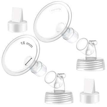 2X 16 Mm Maymom Two-Piece Wide Neck Pump Parts Compatible With Spectra S1,Spectra S2 Pumps And 2 Valves; Incl Wide Mouth Flanges