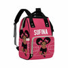 Artsadd Custom Diaper Backpack With Thermal Pockets, White And Pink Travel Backpack Customized Baby Bags With Name Personalized