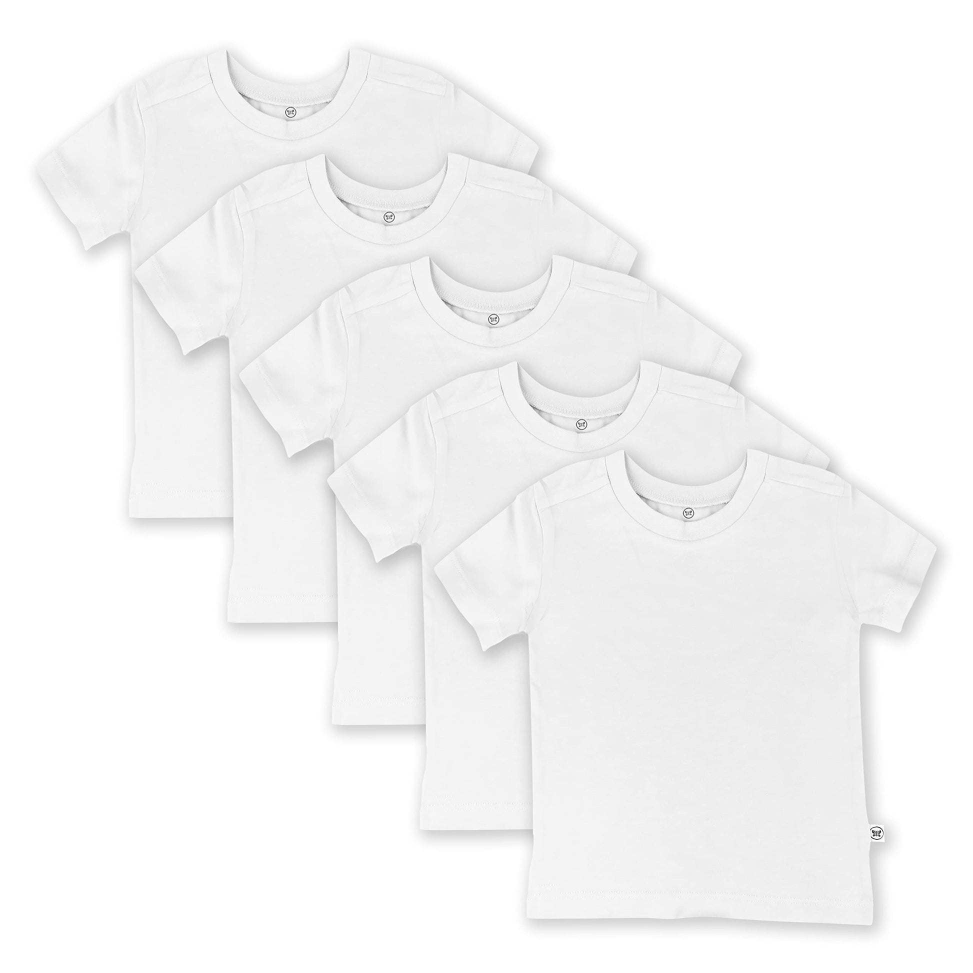 Honestbaby Organic Cotton Short Sleeve T-Shirt Multi-Packs, 5-Pack Bright White, Newborn