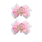 Birthday Hair Clips For Baby Girls - 2Pc Pink Sprinkle Bow Hair Clips For 4Th Birthday Glitter Ice Cream Baby Bow Party Decorati