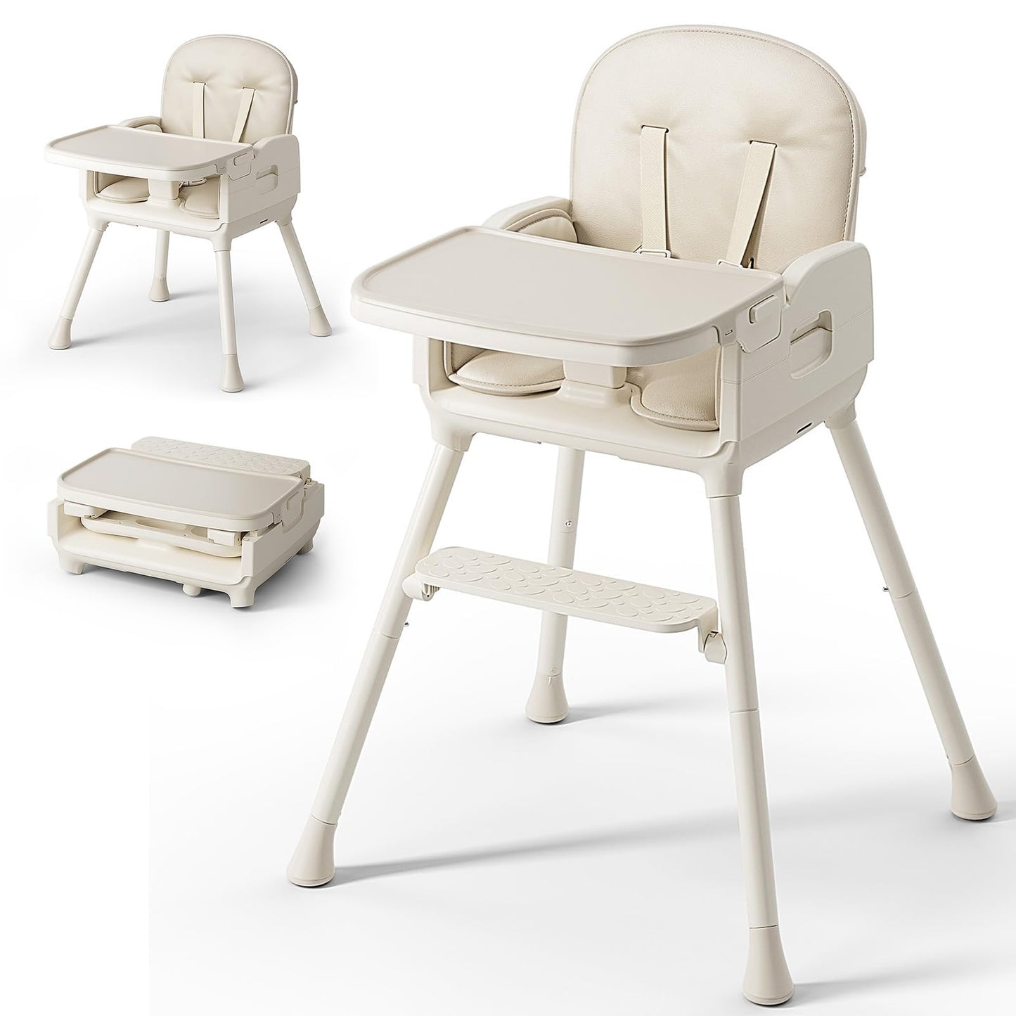 Obee Odee 3-in-1 Portable Baby High Chair for Babies and Toddlers, Convertible Easy Clean Infant Foldable Highchair with Adjusta