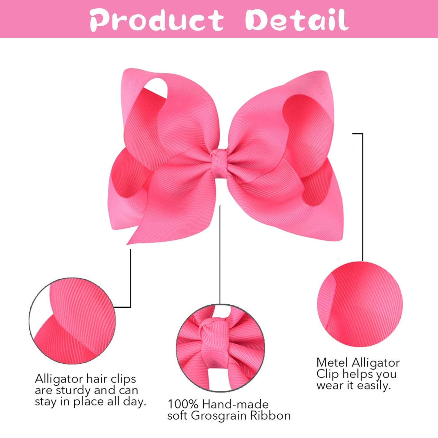 Oaoleer Hair Bows Clips Grosgrain Ribbon Bows Hair Alligator Clips Hair Barrettes Hair Accessories For Girls Toddler Infants Kid