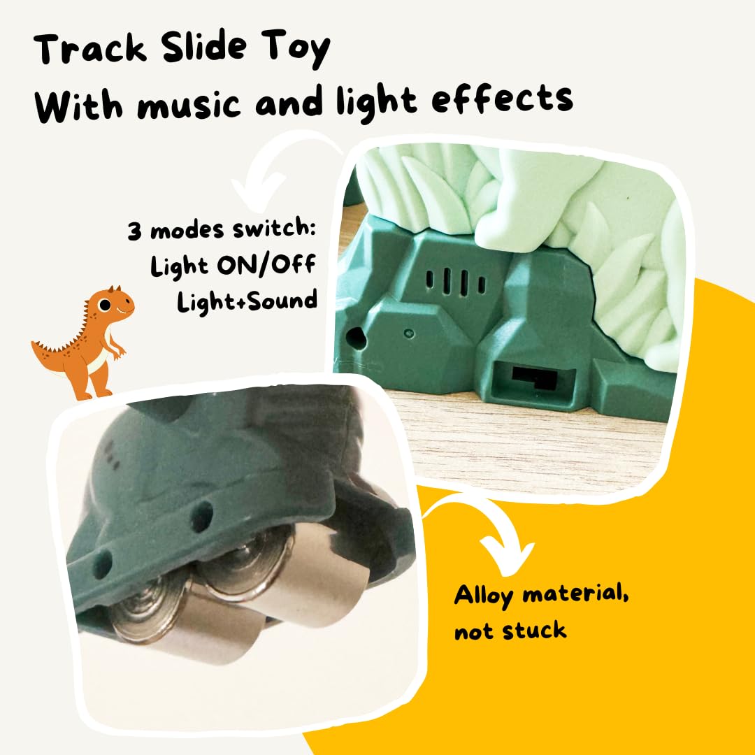 Gemprime Dinosaur Climbing Slide With Race Track, Lights And Music - Adventure Toy For Toddlers & Kids Age 3-8 - Blue