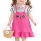 Bold N Elegant Multicolor Stripe Cartoon Face Summer Tunic Pinafore Pinny Midi Dress Frock For Infant Toddler Baby Girls (In, Ag