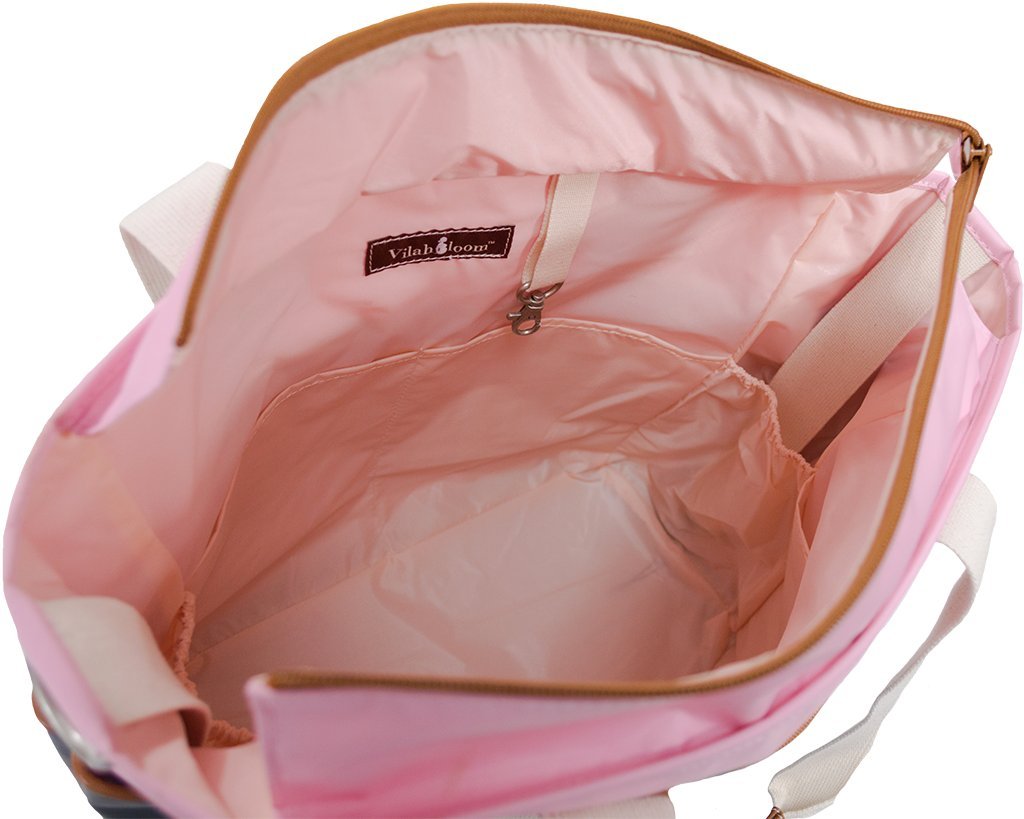 Vilah Bloom Harbor Side Tote Diaper Bag, Pink Elephant