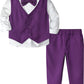 A&J Design Baby Toddler Suit For Boys Halloween Mardi Gras Wedding Gentleman Formal Outfit Tuxedo Vest Set Purple 18-24 Months