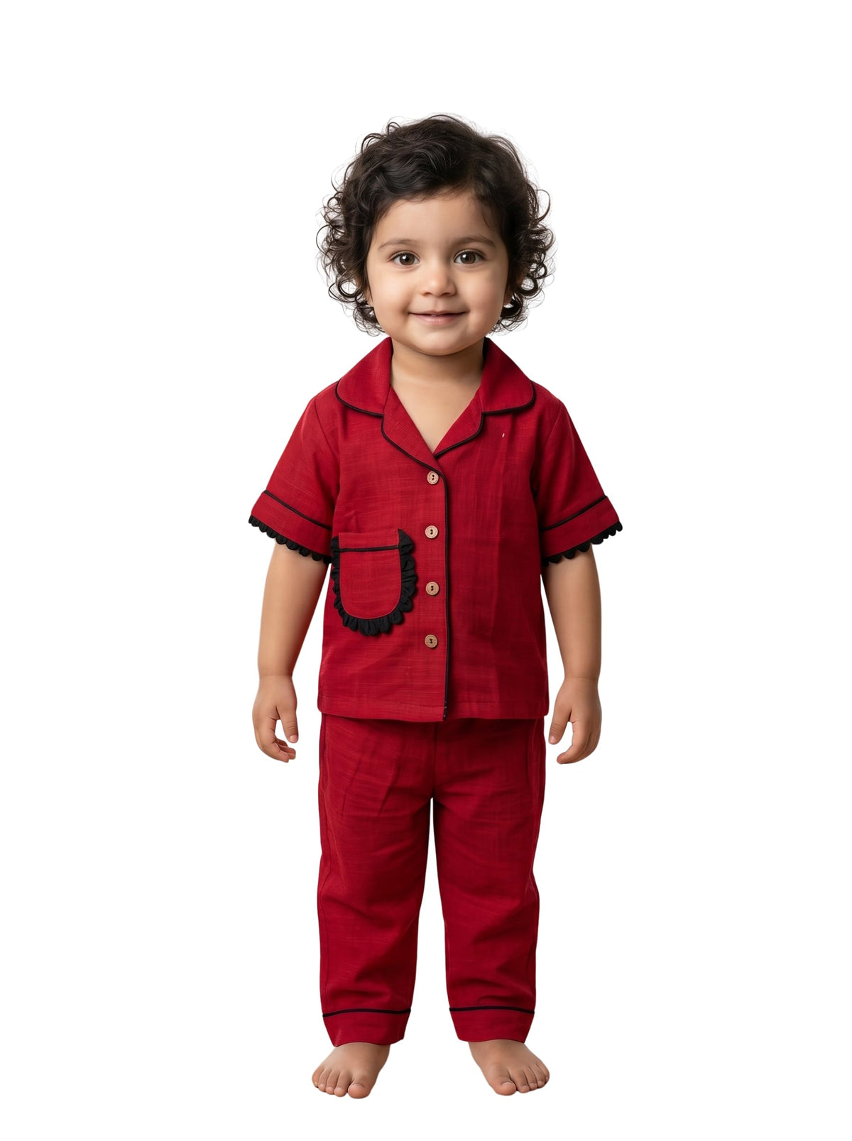 KOSHMOSH Pure Cotton Baby Night Suit for Girls | Comfortable Kids Sleepwear Set | with Cute 3/4th Kimono Style Sleeves I Night W