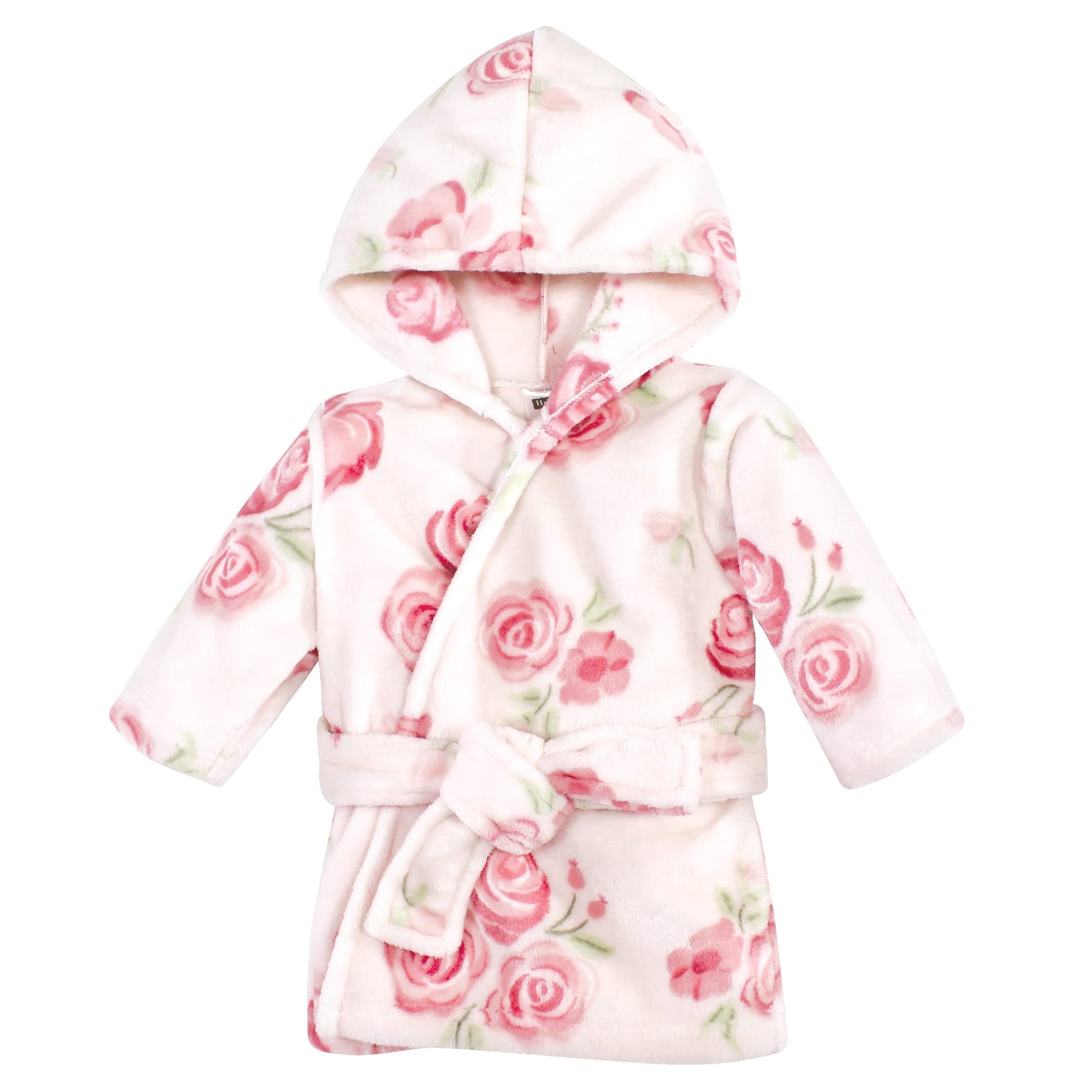 Hudson Baby Unisex Baby Plush Animal Face Bathrobe, Blush Rose, 0-9 Months