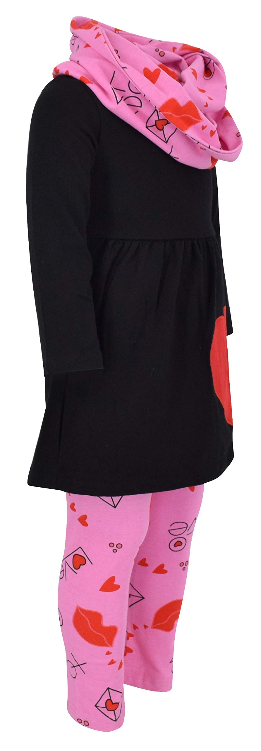 Unique Baby Girls Valentines Day Love Letters Toddler Outfit Legging Set (10 Years, Black)