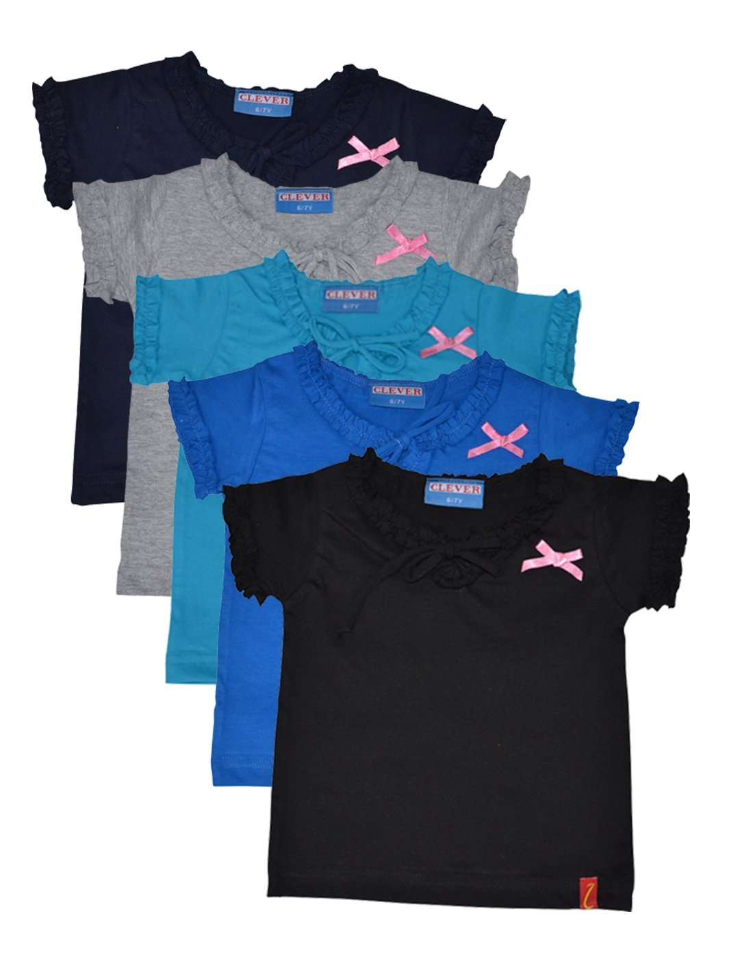 Clever Baby Girls Tshirt(ZCGT004PC5091213Yrs_Multi_1213 Years)