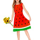 Remimi Kids Girl Watermelon Dress Sleeveless Tropical Halloween Fruit Dresses Outfits 7-8 Years