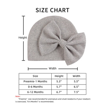 Newborn Baby Girl Hat Cotton Baby Bow Beanie Spring Infant Hats For Girls 0-6Months (White+Pink+Gray, Preemie)
