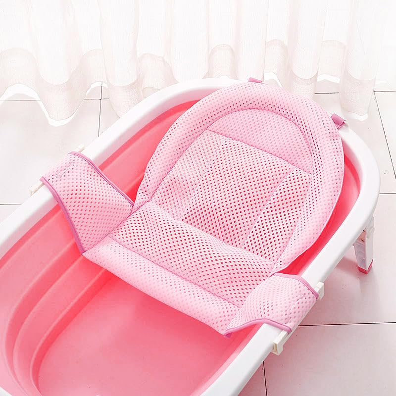 Adjustable Baby Bath Support Mesh Sling Non-Slip Infant Bathtub Shower Net Breathable Newborn Bath Cushion Pad Quick Drying Bath