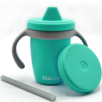Bblv Kp Silicone Toddler Straw Sippy Cup - 4-In-1 Durable Spill Proof Cups For Kids, Travel Transition Training Cups For Babies,