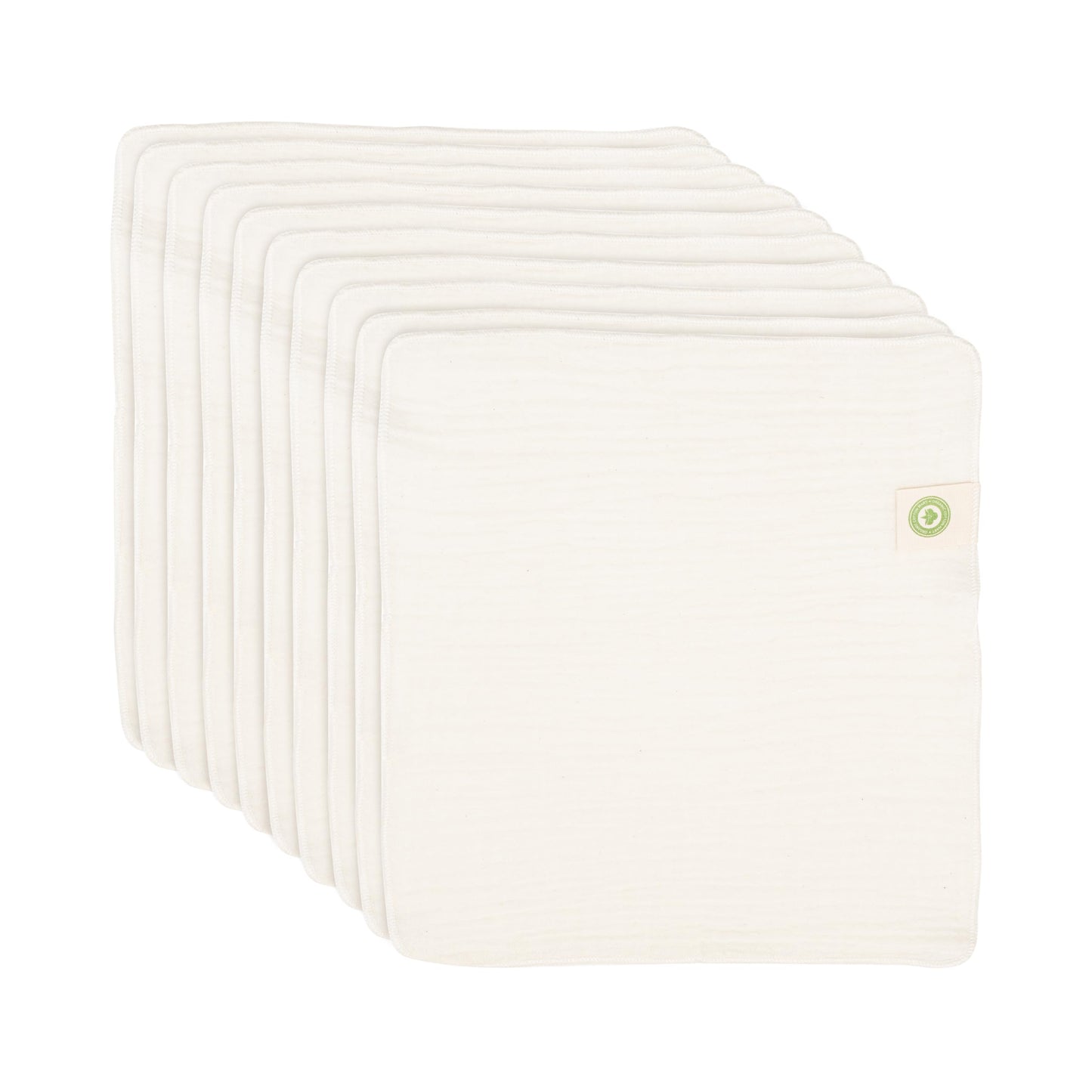 Organic Cotton Reusable Baby Wipes - 10 Pack, Washable, Unbleached, Undyed, All-Natural, Toxic-free White Muslin Washcloths - So