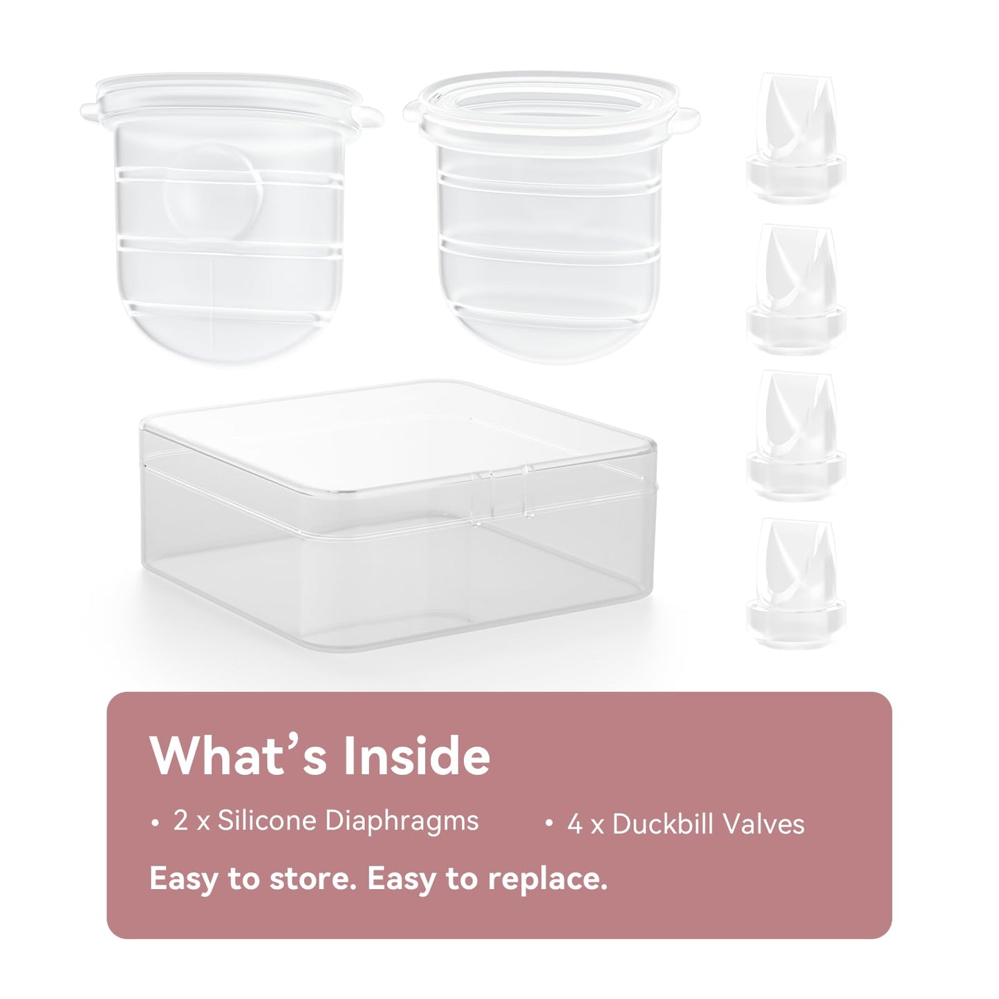 GOTOCUT Diaphragm & Duckbill Valve Set Compatible with Momcozy M6 Breast Pump, Includes 4 Duckbill Valves and 2 Diaphragms, Pump