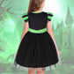 Marendyee Black Witch Costume Girls Halloween Toddler Kids Tulle Dresses Flutter Sleeve (9-10 Years)