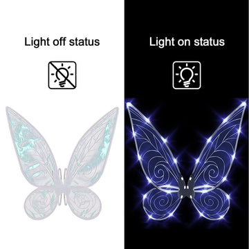 Quescu Light Up Fairy Wings For Adults,Led Butterfly Wings For Girls Women,Halloween Costume Dress Up, Gifts For Kids White