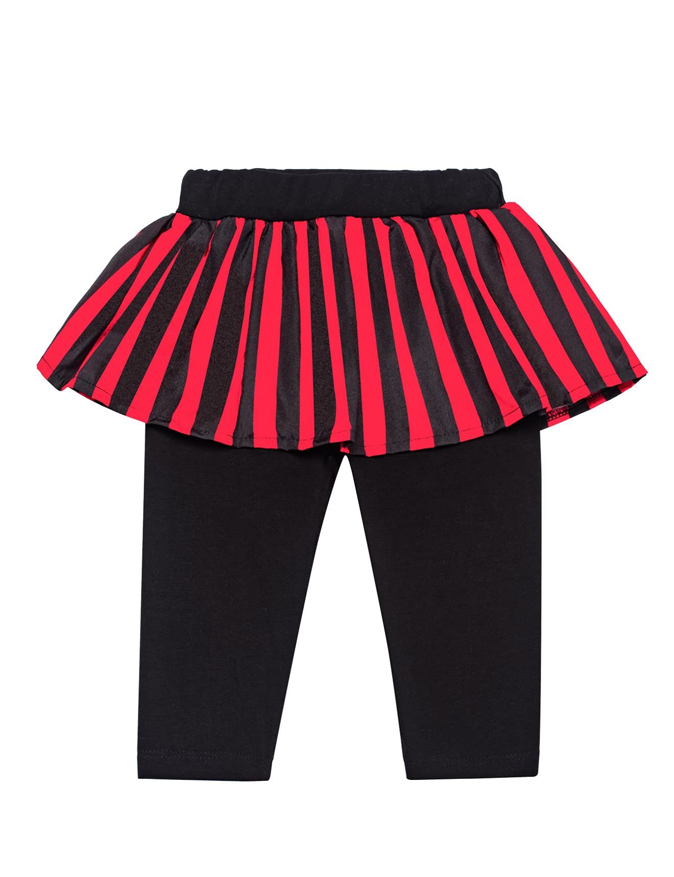 Auggle 3Pc Toddler Baby Girl Outfits Halloween Stripe Skirt Kid Pirate Long Sleeve With Head Scarf (2T)