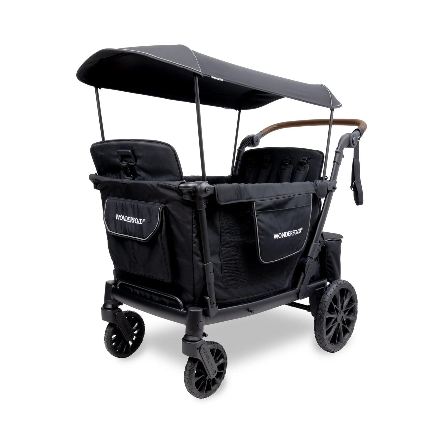 WONDERFOLD L4 Quad Stroller Wagon (4 Seater) - Collapsible Wagon Stroller with Seats with 5-Point Harnesses, Side Entrance, and 