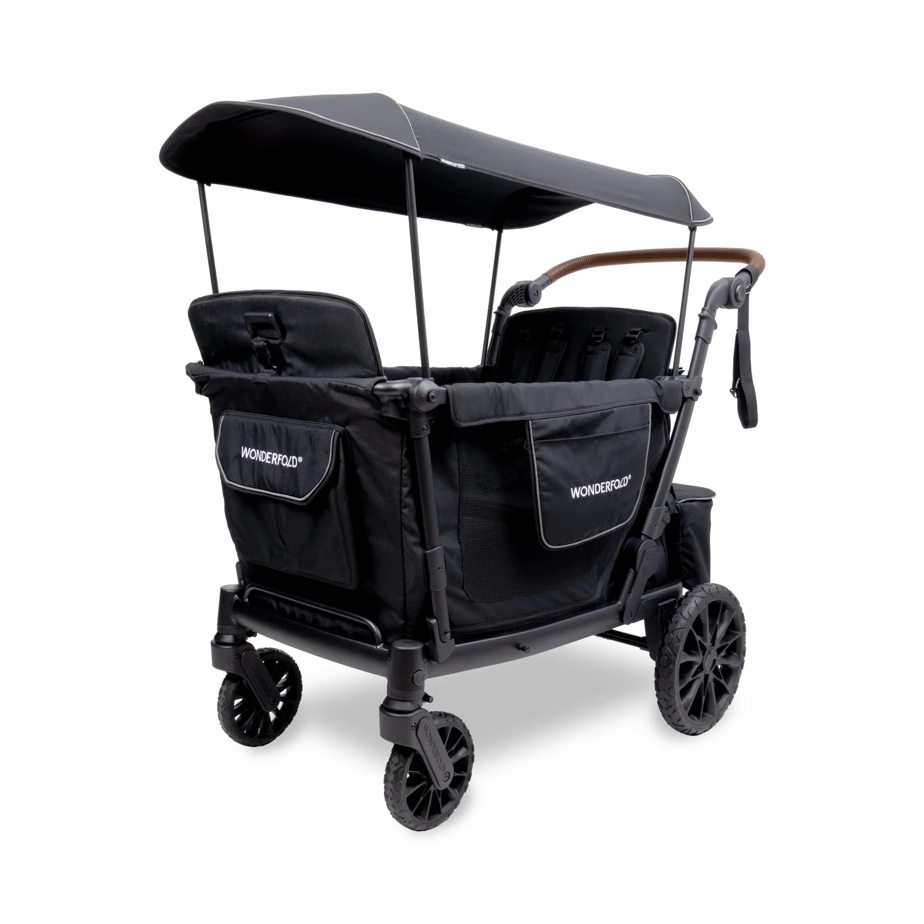 WONDERFOLD L4 Quad Stroller Wagon (4 Seater) - Collapsible Wagon Stroller with Seats with 5-Point Harnesses, Side Entrance, and 