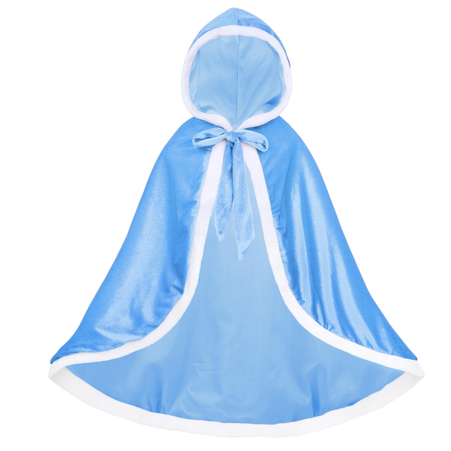 Century Star Girl Fur Princess Cape With Hood Girls Cloak For Little Girls Christmas Blue 7-9 Years