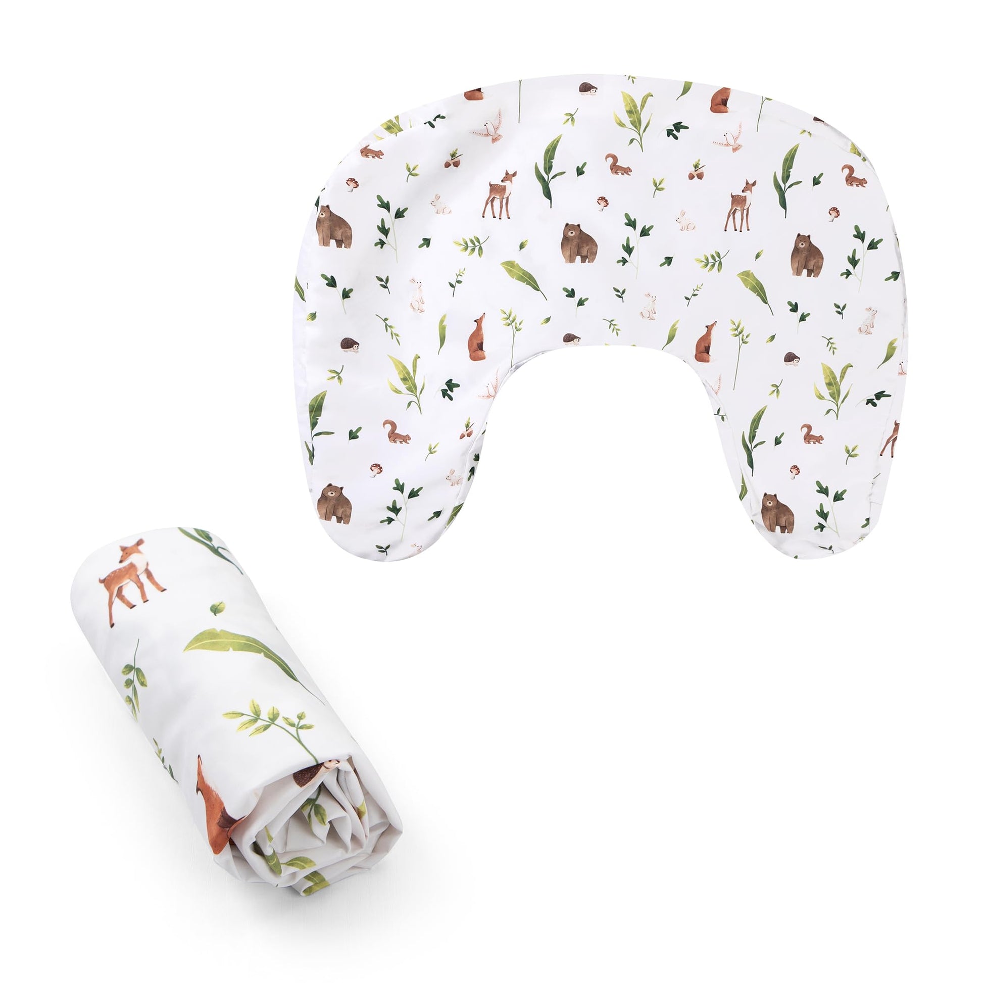 Boppy Nursing Pillow Cover, Neutral Plants And Animals, Single Cover, Easy-On Slipcover With Extra Soft 100% Polyester Microfibe